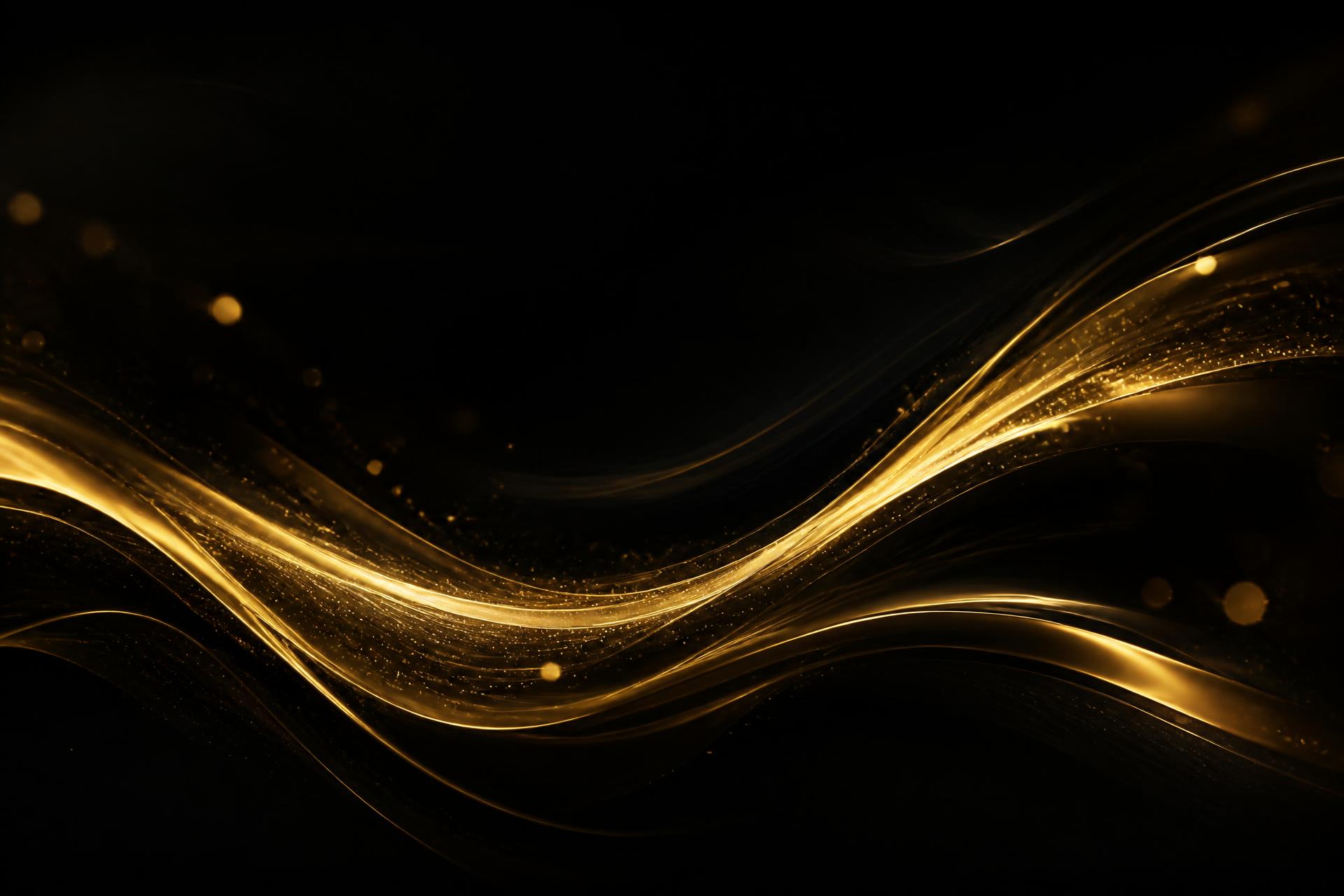 Abstract cinematic gold light on black